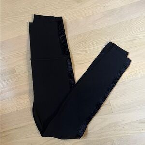 Lululemon Black Leggings with velvet Side Detail